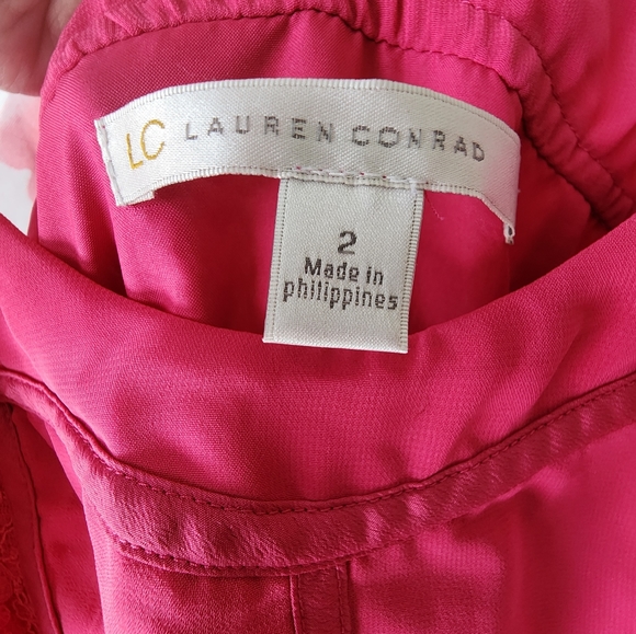 Women's LC Lauren Conrad Pink Lace Dress Size 2 - Picture 3 of 5